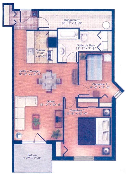 Type 4 : 4½ 838 pieds carrés
